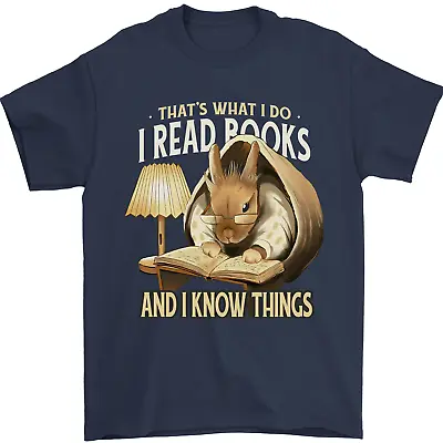 I Read Books & Know Things Bookworm Rabbit Mens T-Shirt 100% Cotton • £7.99