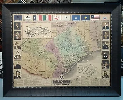 $199.99 • Buy 1835 - 1836 Texas Revolution Large Map Framed -  Size 31  X 39 1/2 