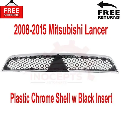 New Grille For 2008-2015 Mitsubishi Lancer Plastic Chrome Shell W/ Black Insert • $42.90