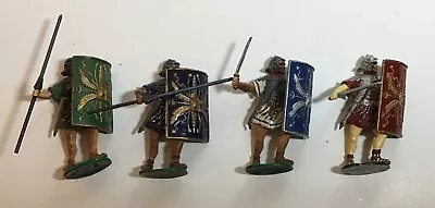 Lot Of 4 Valiant 54mm Hand Painted Miniatures Metal Roman Legionary 100 A.D. #1 • $55