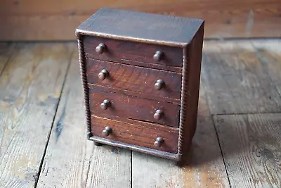 Small Antique Wooden Chest Of Drawers Jewellery Haberdashery • £60