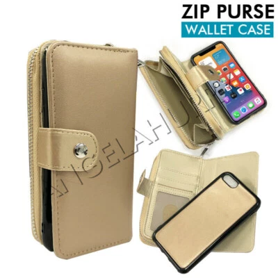 $14.99 • Buy Samsung Galaxy S8 S7 S6 Edge Plus S5 S4 Note 4 5 Magnet Zip Wallet Case Cover