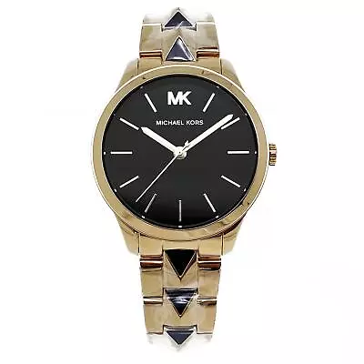 Michael Kors Runway Mercer 38mm Steel Black Dial Quartz Ladies Watch MK6669 • $119