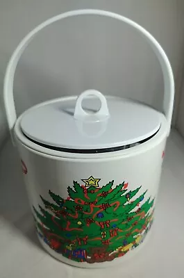 Vintage 3 Qt. Christmas Tree Plastic Ice Bucket W/Tongs And 4 Tumblers  • $23.99