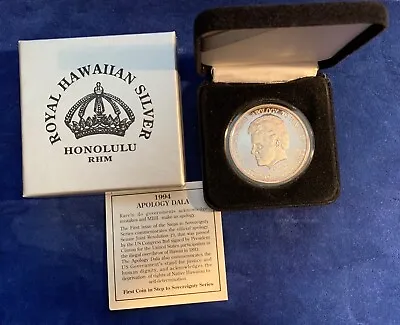 1994  Royal Hawaiian Mint   Clinton/apology Dala   Silver Coin In Original Box • $135