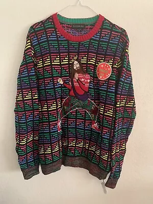 Blizzard Bay Men's Ugly Christmas Light-Up Jesus Dancing Knit Sweater Size Small • $24.99