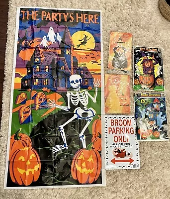 Vintage Lot Of 80s 90s Halloween Party Decor Banners Signs Window Party Witch  • $29.90