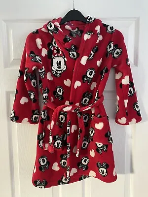 Girls Peacocks Red Fleece Disney Minnie Mouse Dressing Gown - Size 5-6 Years • £5