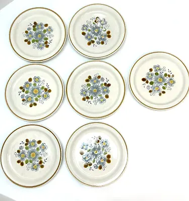 7 Vintage Newcor Stoneware Japan Blue Green 136 Heavenly Salad Dessert 8  Plates • $9.99