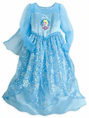 Disney Store Elsa Costume Nightgown Gown Cape Blue  Size 4  XS • $35.99