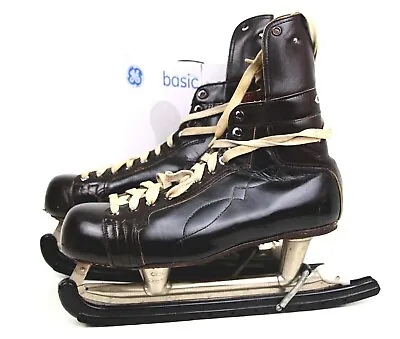 VTG CCM Professional Canada Black Brown Leather Men's Hockey Ice Skates Sz 8US • $144.99