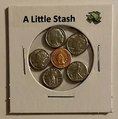   A Little Stash   - Obsolete Mini U.s. Coins Set In Holder   • $7.98