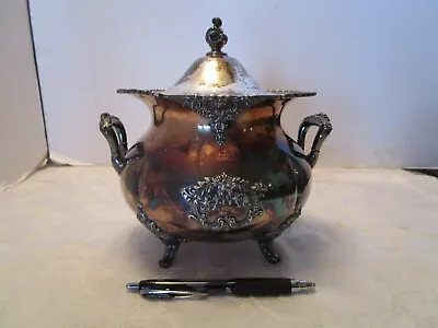 Antique QUADRUPLE SILVER PLATE W.M. ROGERS NY Soup Tureen Ornate 2 Qtrs Vintage • $119