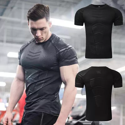 Men's Compression Athletic Fitness Shirt Base Layer Tops Sports Gym Tight Dry • $16.99