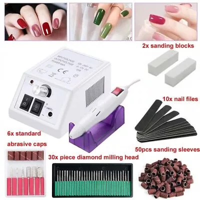 UK Electric Nail Art File Drill Machine Professional Manicure Pedicure False Set • £12.59