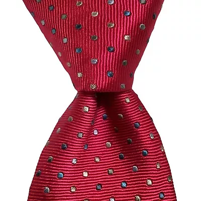 CHARLES TYRWHITT Men’s 100% Silk Necktie Designer POLKA DOT Pink/Multi-Color EUC • $47.99