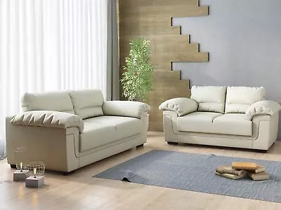 Italians 2/3 Seater Sofa Couch Settee Padded Arm Seat Furniture Beige • £199.99