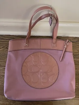[Gently Used] COACH LAURA Large North South Leather Tote F18336 Pink/Purple • $79.99