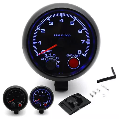 3.75  0-8000RPM Universal Car Tachometer Tacho Gauge Meter LED Shift Light E5S6 • $16.49