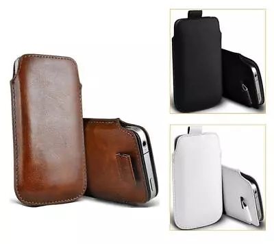 For IPhone 14 13 12 11 XS XR X 8 7 - Soft Faux Leather Pull Tab Pouch Case | FPC • £2.99