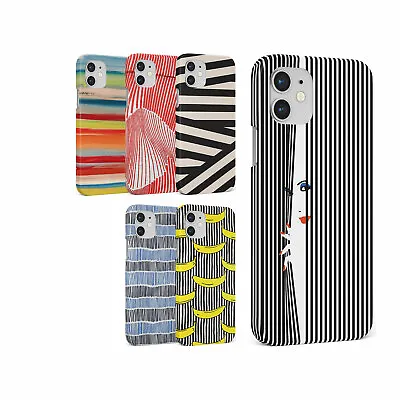 Case For Iphone 15 14 13 12 11 Se 8 Pro Max Hard Phone Cover Stripes Lines B&w • £5.99