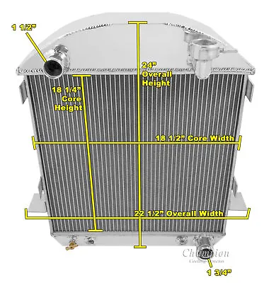 1917 - 1927 Ford T-Bucket 4 Row Jamn Champion Radiator Chevy Configuration • $303