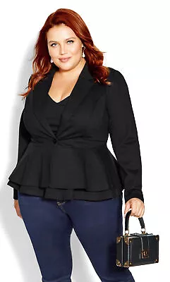 $60 • Buy City Chic Womens Plus Size Ponte Peplum Jacket - Black