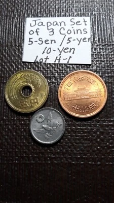 $2.99 • Buy Japan Old Money  Set Of 3 Japanese Coins   5 Sen / 5 Yen / 10 Yen  Unc.  Lot H-1