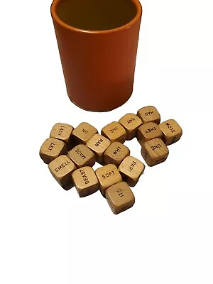 Vtg 1971 Scrabble SENTENCE CUBE GAME Wooden Word Dice Replacement Dice & Cup • $0.99