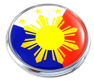 $9.99 • Buy Philippine Philippines Flag 2.75  Car Chrome Round Emblem Decal 3D Sticker Badge