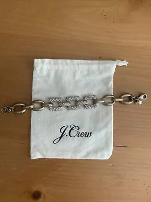 J. Crew Pave Crystal Chain Link Gold  Rhinestones Bracelet Sparkle Stamped • $25