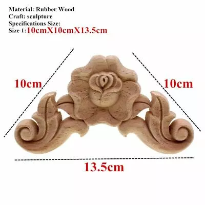 $4.12 • Buy Wood Carved Onlay Applique Unpainted Furniture Door Cabinet Decoration Figurine