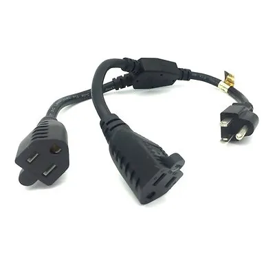 1 Feet US 3 Prong AC Power Y Cable Cord Extension Splitter M/F 16 AWG PC Monitor • $9.78