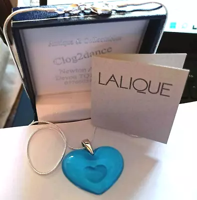 Lalique Pendant  Lalique - Deep Blue Heart & Sterling 18  Chain Stunning • £195