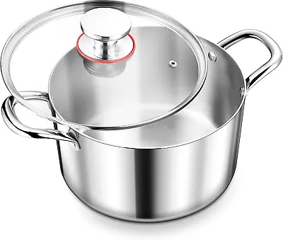 6 Quart Stock Pot 18/10 Stainless Steel Pasta Pot With Lid 6 QT Cooking Pot Wi • $40.75