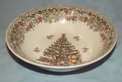 8 Seasons Greetings Queens Myott Christmas Multi-colored 6 1/2  Cereal Bowl • $32