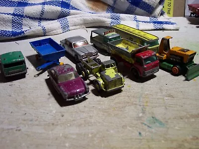 Lot Of  [ 9 ] Vintage Lesney Matchbox Cars And  Trucks  Parts  Restore  • $2.50