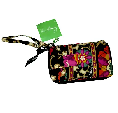 Vera Bradley Purse Wristlet Suzani Carry It All Black Quilted Floral Fabric Tags • $14.99