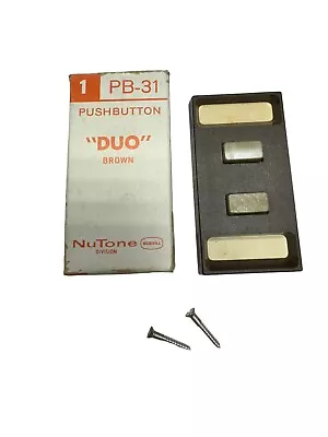 NuTone PB-31 Pushbutton Door Bell - Duo Brown 2 Independent Buttons Vintage NOS • $15.99