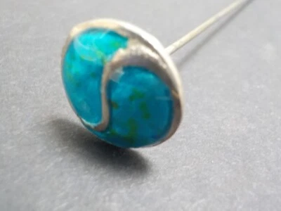 £20 • Buy Antique Charles Horner Style Silver Tone Metal & Green- Blue Enamel Hat Pin