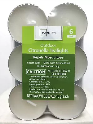 Citronella Tealight Candles 6-Pack Outdoor By Mainstays • $9.99