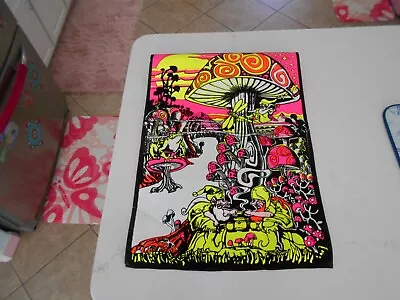 Vintage 70's Black Light Huge MUSHROOM Poster 22  W X 32   • $75