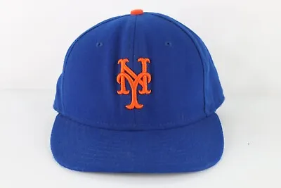 Vintage New Era Distressed New York Mets Baseball Fitted Hat Cap Blue 7 1/8 USA • $31.45