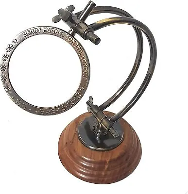 Antique Magnifying Glass Wooden Base For Office Study Table Home Decoration Gift • £57.82