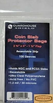 Guardhouse 100 Coin Slab Protector Sleeves Bags PCGS NGC NO PVC - #9854439 • $7.25