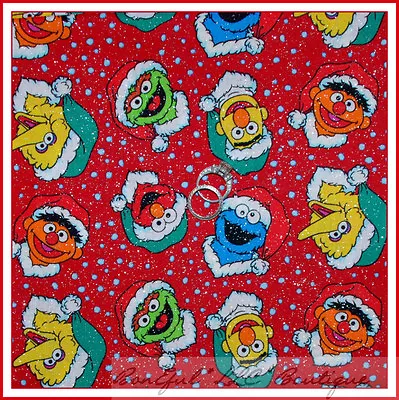 BonEful Fabric FQ Cotton Quilt Red Sesame Street Toy Xmas Elmo Snowflake Glitter • $22.80