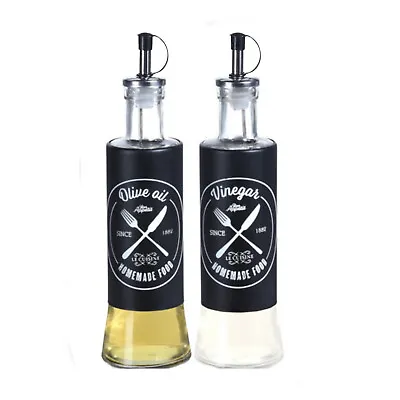 Olive Oil & Vinegar Pourer Bottles Drizzler Dispensers Cooking Retro 300ml X2 • £10.99