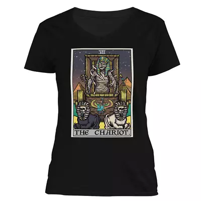 The Chariot Tarot Card Shirt Women V Neck Halloween Mummy Goth Egyptian Clothing • $59.86