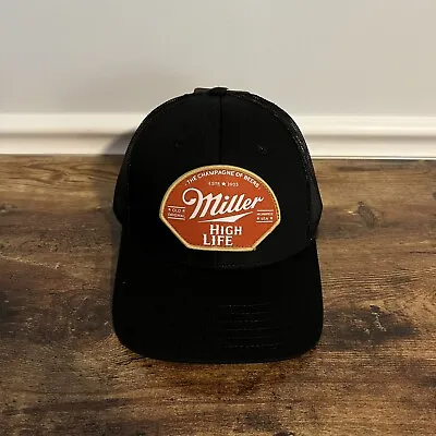 Miller High Life Hat Cap Beer Logo Patch Trucker Adjustable Snapback Black Red • $26.99