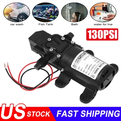 $17.99 • Buy 12V Water Pump 130-psi Self Priming Pump Diaphragm High Pressure RV Auto Switch